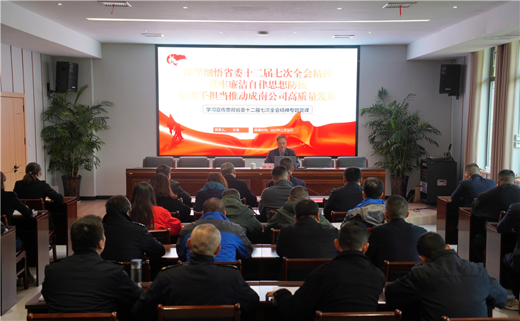 成南公司南充管理处开展学习宣传贯彻省委十二届七次全会精神专题党课.JPG